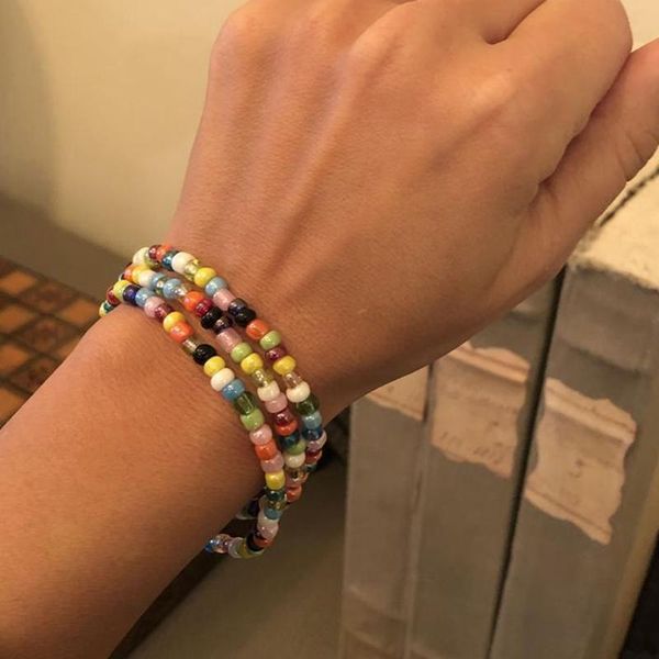 

charm bracelets boho polymer clay disc beads stretch bracelet fashion multicolored mixed surf jewelry, Golden;silver