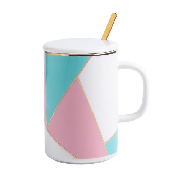 

mugs 400ml creative painted water mug with lid spoon unique ceramic valentine's day birthday gifts coffee cup for friends, mom, wife