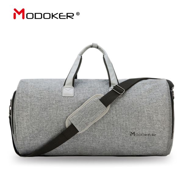 

modoker garment travel bag with shoulder strap duffel bag carry on hanging suitcase clothing business bags multiple pockets grey