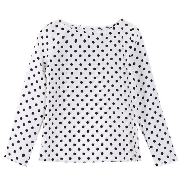 

women's blouses & shirts women spring summer long sleeve polka dot chiffon blouse casual ladies female loose, White