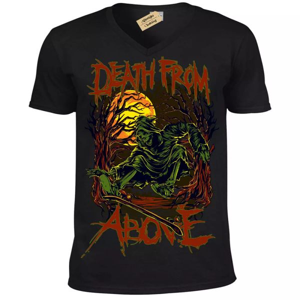 

death from above camiseta grim reaper skater muerte hombre cuello en v, White;black