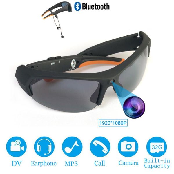 

1080p 32gb polarized lens mini sunglasses camera multifunctional bluetooth mp3 player sports dv video recorder cameras