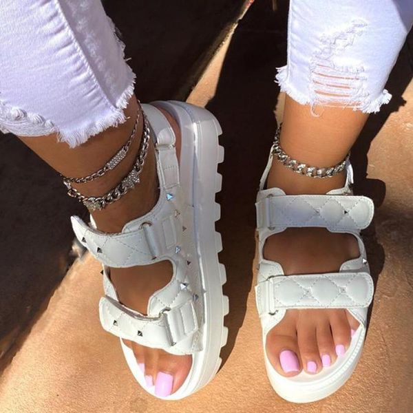 

sandals summer women buckle design white platform comfortable thick sole beach shoes ytmtloy sadalias femininas zapato mujer, Black