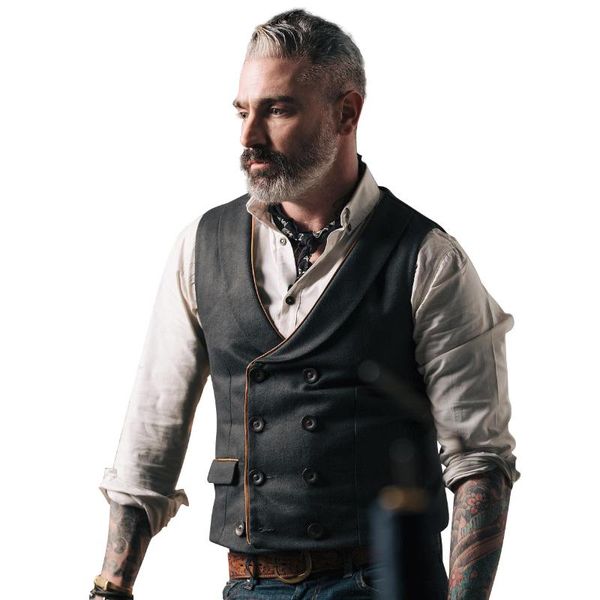 

men's vests european and american -selling double-breasted suit vest 2021 retro sleeveless casual slim business gentleman 3xl, Black;white