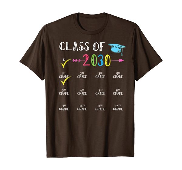 

class of 2030 grow with me t shirt with space for checkmarks, White;black