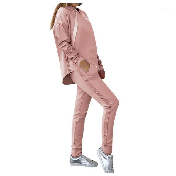 

women's tracksuits sports suits tracksuit 2pcs/set women solid color hooded sweatshirt and pant sport suit conjunto femenino#g3, Gray