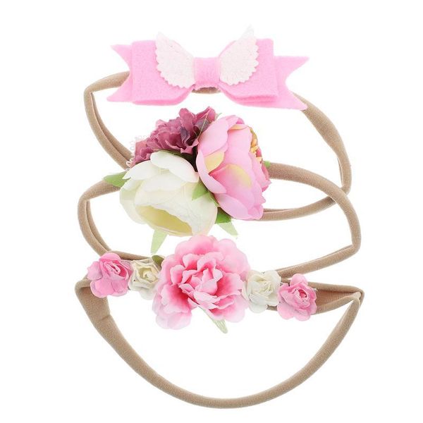

hair accessories 3pcs girls headbands simulation flowers bands borns, Slivery;white