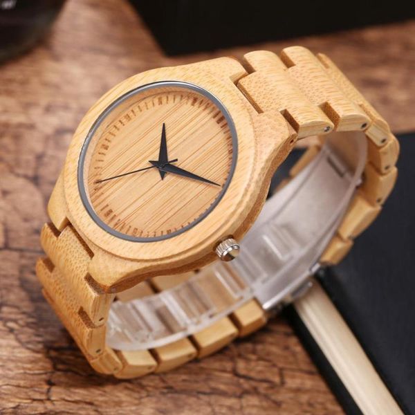 

wristwatches 50% s fashion men round dial bamboo band no number analog quartz wrist watch gift, Slivery;brown