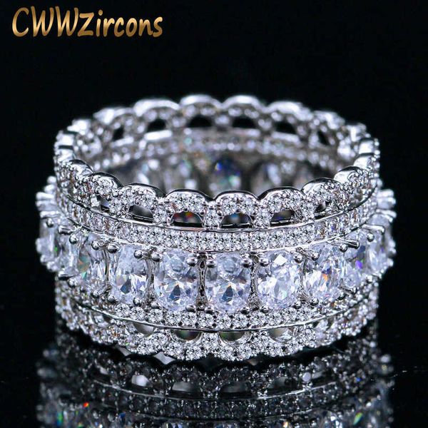

luxury wide circle women rings oval aaa cubic zirconia and fashion round cz ring engagement wedding jewelry r055 210714, Slivery;golden