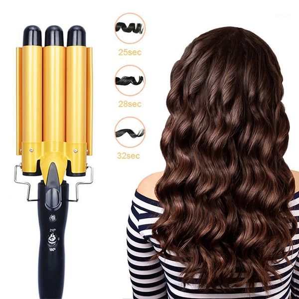 

professional hair curling iron 20-32mm ceramic triple barrel curler irons wave waver styling tools styler wand1, Black