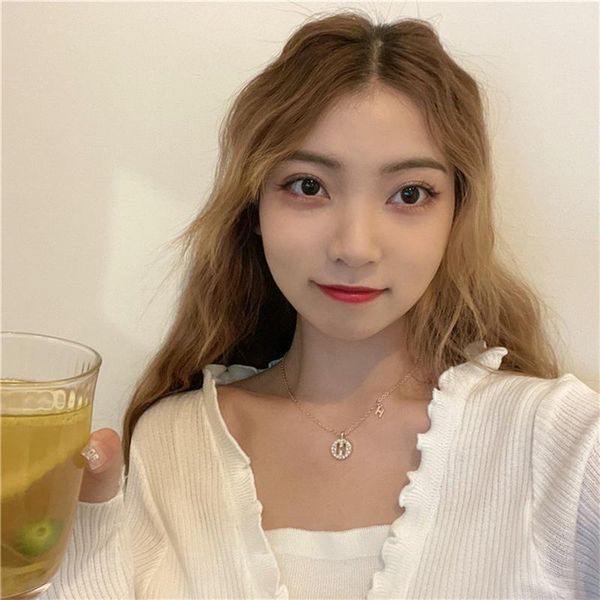 

chokers the collarbone chain 2021 women's light luxury necklace choker ins simple, Golden;silver
