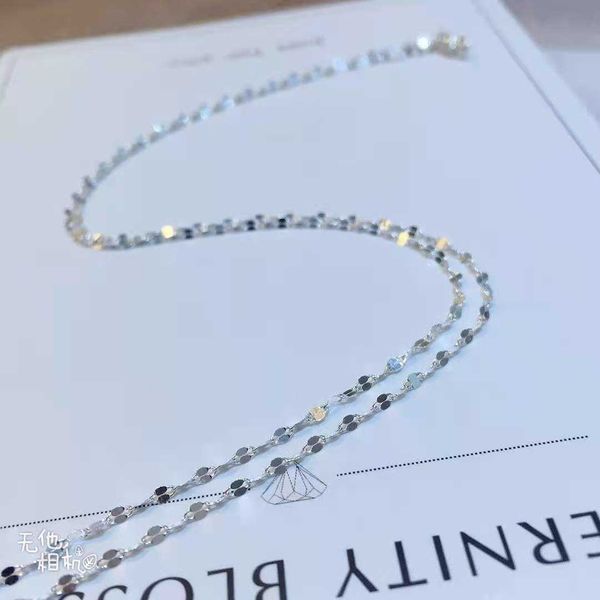 

sier 999 lip chain 0.9g kiss simple temperament drainage gift necklace, Silver