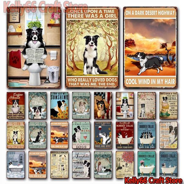 

[ kelly66 ] pet border collie dog bath soap you are my sunshine tin metal sign home pub bar decor painting 20*30 cm size dy204