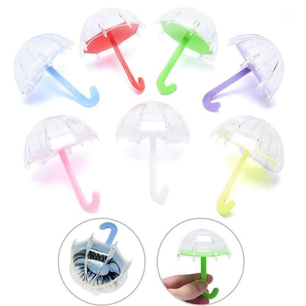 

1pc plastic portable fake eyelash storage box umbrella candy color lash container cosmetic empty packaging box1