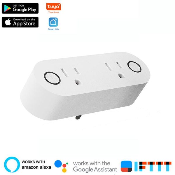 

smart power plugs mini 2-in-1 plug ,wifi socket us 16a monitor timing function with tuya life app alexa google assistant