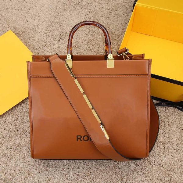 

designers handbags shoulder bags shopping bag leather material amber double handle large capacity letter