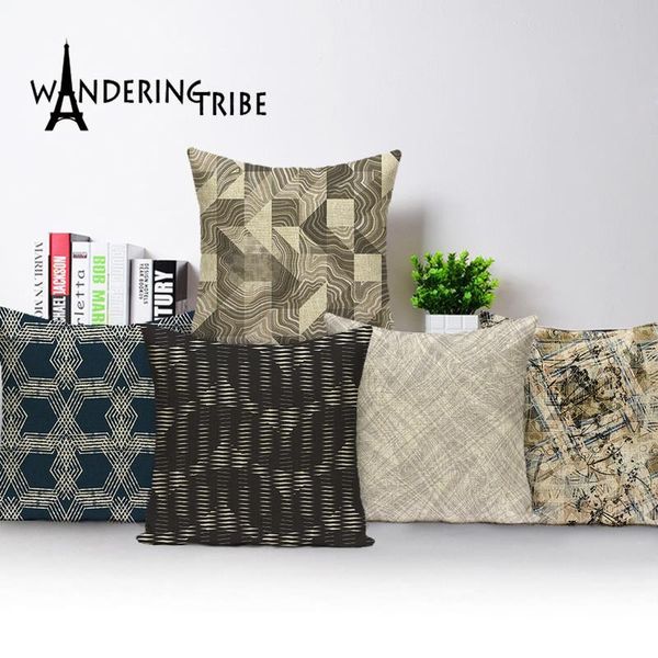 

cushion/decorative pillow abstract geometric cushion cover retro black stripe case plaid decorative pillows for couch linen kissen cushions