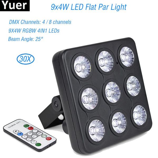 

effects flatlight 9x4w led rgbw 4in1 stage lighting dmx512 club disco party ballroom ktv bar wedding dj projector spot lights