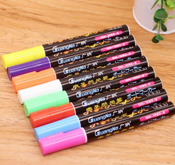 

highlighters 8 colors 6mm oblique tip highlighter liquid chalk marker pens for led writing board glass window art painting, Black;red
