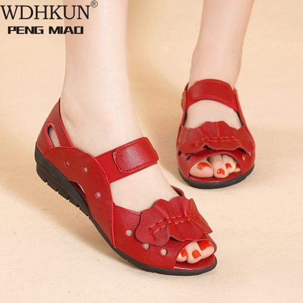 

sandals 2021 summer women shoes woman genuine leather flat casual open toe 7eui, Black