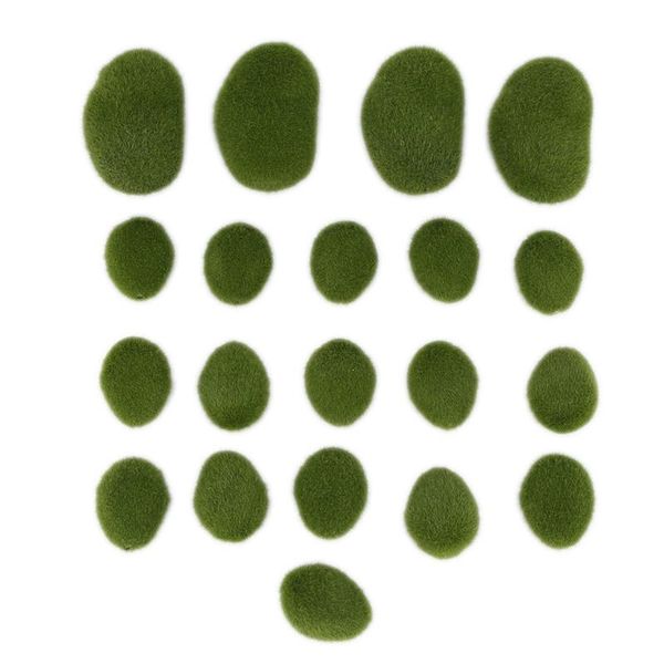 

garden decorations 20 pieces 2 sizes artificial moss rocks decorative faux green covered stones