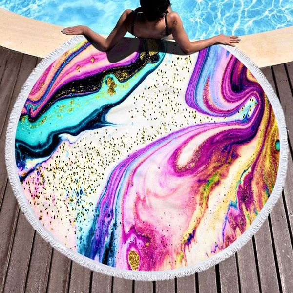

round color printing beach towel women robes bath wearable dress womens lady fast drying spa magical nightwear yj-0035