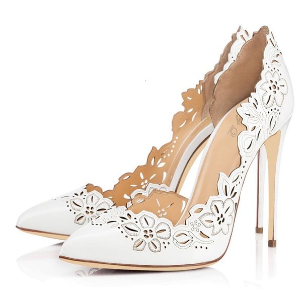 

sandals 2021 spring hollow pointed patent leather single shoes female high-heeled banquet wedding bride plus size women 857m, Black