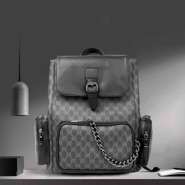 

backpack 2021 leisure men's trend large capacity computer bag student travel, Black;red