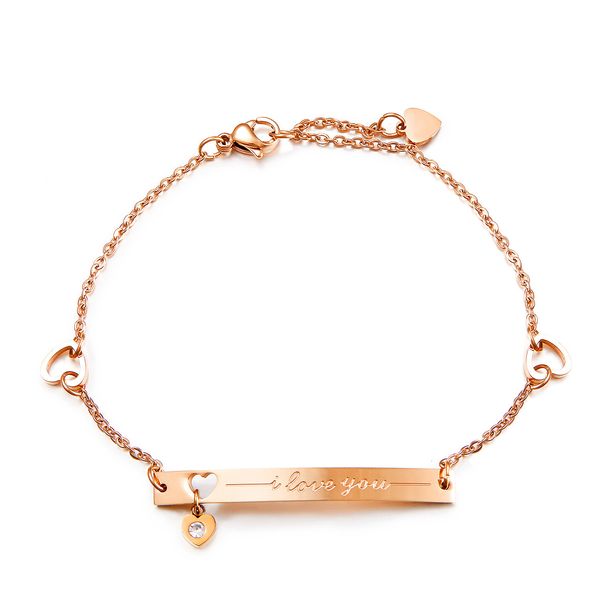 

korean fashion style, versatile hand ornament, rose gold plated titanium steel bracelet, women's hollow out love inlaid diamond bracele, Golden;silver