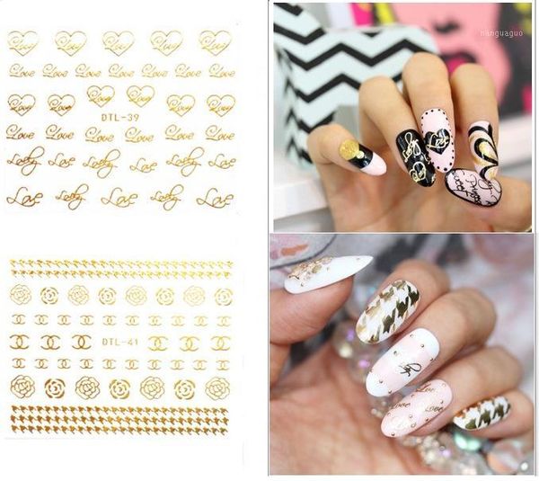 

sheet 12 type gold/silver nail stickers designs gummed 3d art decals makep decorations dtl37-481, Black