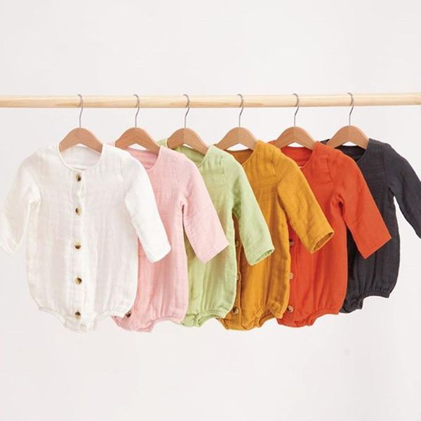 

rompers infant born baby girls boys long sleeve bodysuits solid jumpsuits cotton casual playsuits spring autumn 0-12 months, Blue