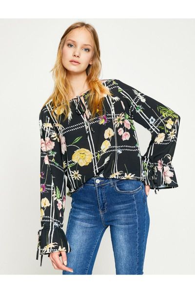 

koton women white print blouse 8 yak68161pw women's blouses & shirts