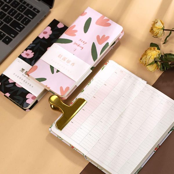 

"young flowers" hard cover diary monthly weekly planner agenda scheduler beautiful journal pocket memo notepads, Purple;pink