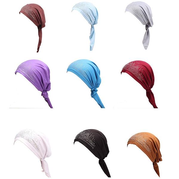 

beanie/skull caps muslim women's cotton elastic turban hat inner hijabs cap head scarf bonnet ladies headdress wrap under hijab, Blue;gray