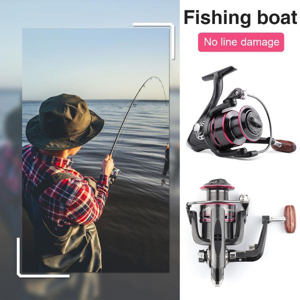 

metal spinning fishing reel line spool lure 8kg 12bbs wooden handle fish wheel outdoor portable easy carrying baitcasting reels
