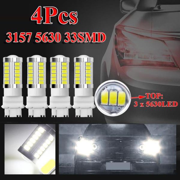 

car headlights 4 pcs white 3157 3457 3057 signal 33smd backup reverse tail turn led light bulb accessories wholesale quick delivery