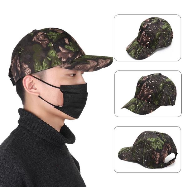 

1pcs camouflage adjustable sunshade cap green camo baseball hunting army sun visor hat outdoor sports fishing accessories hats, Black;white