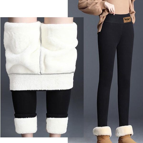 

women's pants & capris winter leggings plus size velvet warm high waist comfort keep flexible leggin, Black;white