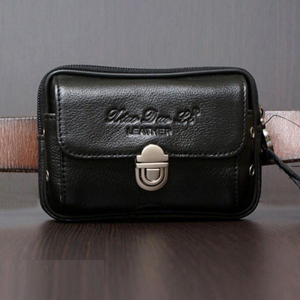 

waist bags genuine leather bag men belt purse trend hip bum mini real cowhide cell mobile/phone case pouch fanny pack