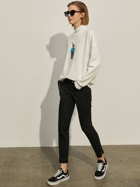 

women's hoodies & sweatshirts moletom feminino grosso com capuz, camiseta feminina estampada gola alta para o inverno 12030638 8hph, Black