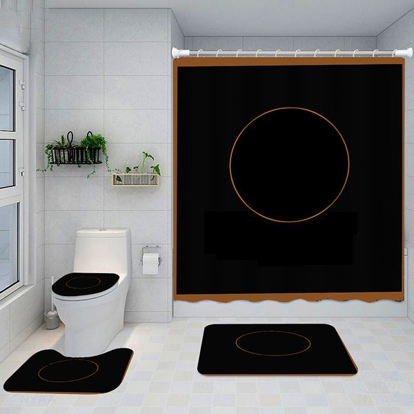 8 Cores Impresso Anti Peeping Chuveiro Cortinas Banheiro Quatro Peça Set Home Não Desligamento Mats de Banho