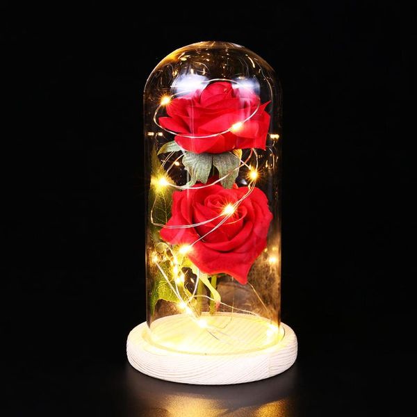 

gift wrap glass preserved fresh flower rose cover eternal 2 roses festival home decoration valentine's day immortality