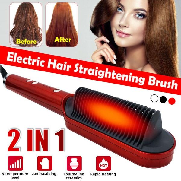 

gear electric quick heated lightweight hair beard straightener comb curler brush curling irons tourmaline ceramics heater brushes