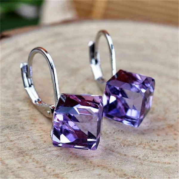 

design jewelry new magic cube colorful crystal korean earrings yiwu, Golden