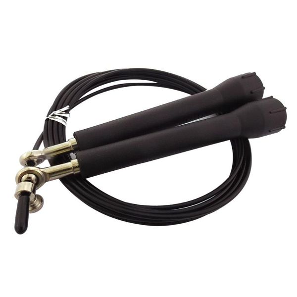 

jump ropes rope adjustable high skipping cable bearings anti-slip handles for pro sports training gym workout (black)