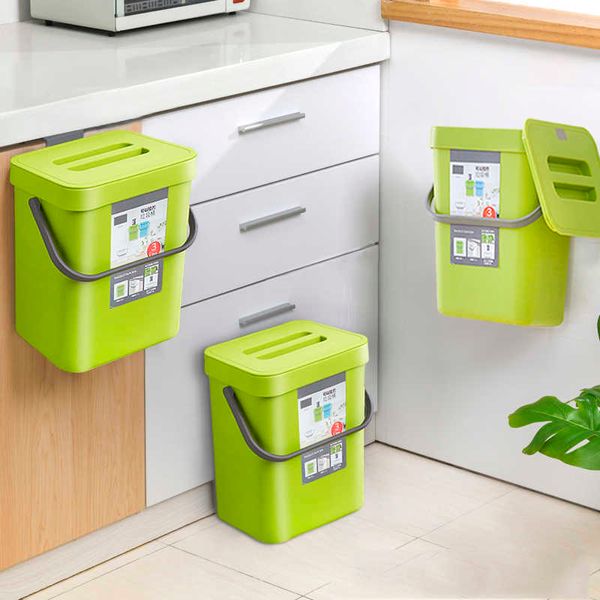 Настенные складные отходы Bin кухонный шкаф висит мусорное ведро для живой комнаты дверной мусорный автомобиль для хранения ведра для хранения автомобиля HOME DUSTBIN 210728
