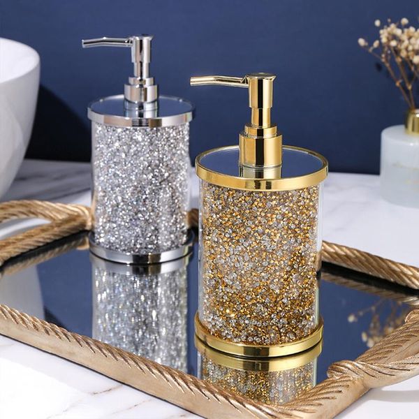 

liquid soap dispenser light luxury broken diamond dispensers bathroom high-grade hand sanitizer plastic bottle