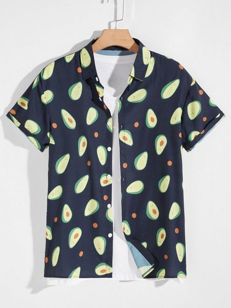 

men allover avocado print shirt a9cl#, White;black
