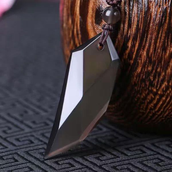 

pendant necklaces natural rainbow eye obsidian wolf's fang manual rope lovers' necklace fashion jewelry for gift dropship, Silver