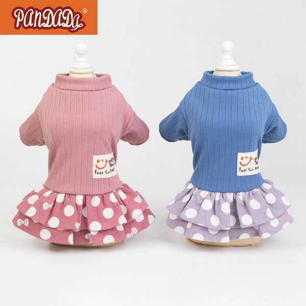 

pet dress spring summer cotton smiling face dot breathable skirt for small medium dogs s-xxl dog apparel